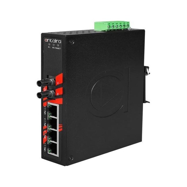 5-Port Industrial PoE+ Unmanaged Ethernet Switch w/4-10/100TX *+ 1-100Fx Multi-mode 2Km